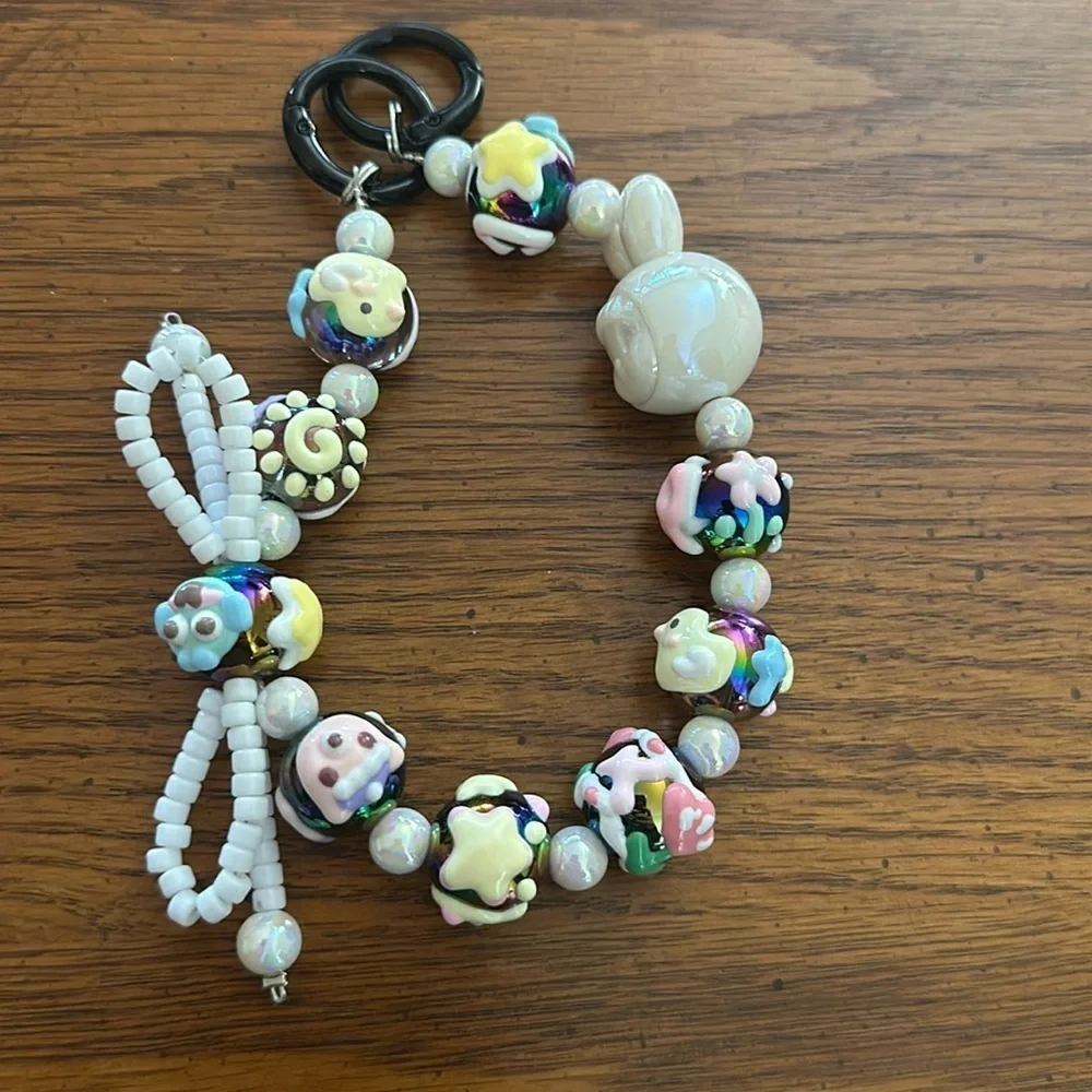 Beaded charm keychain